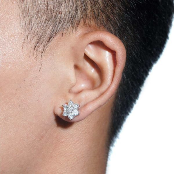 Floral Moissanite Earrings 14K Gold - Image 3
