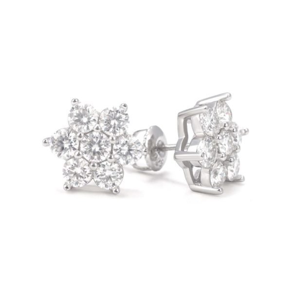 Floral Moissanite Earrings 14K Gold - Image 2