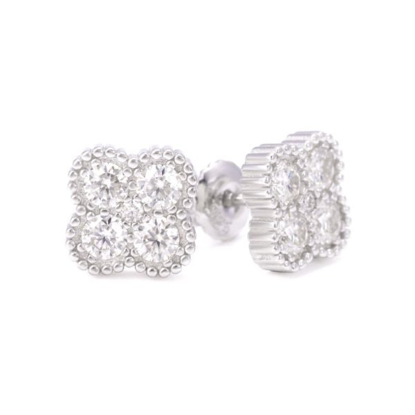 Four Leaf Moissanite Pointer Earrings 14K Gold - Image 2