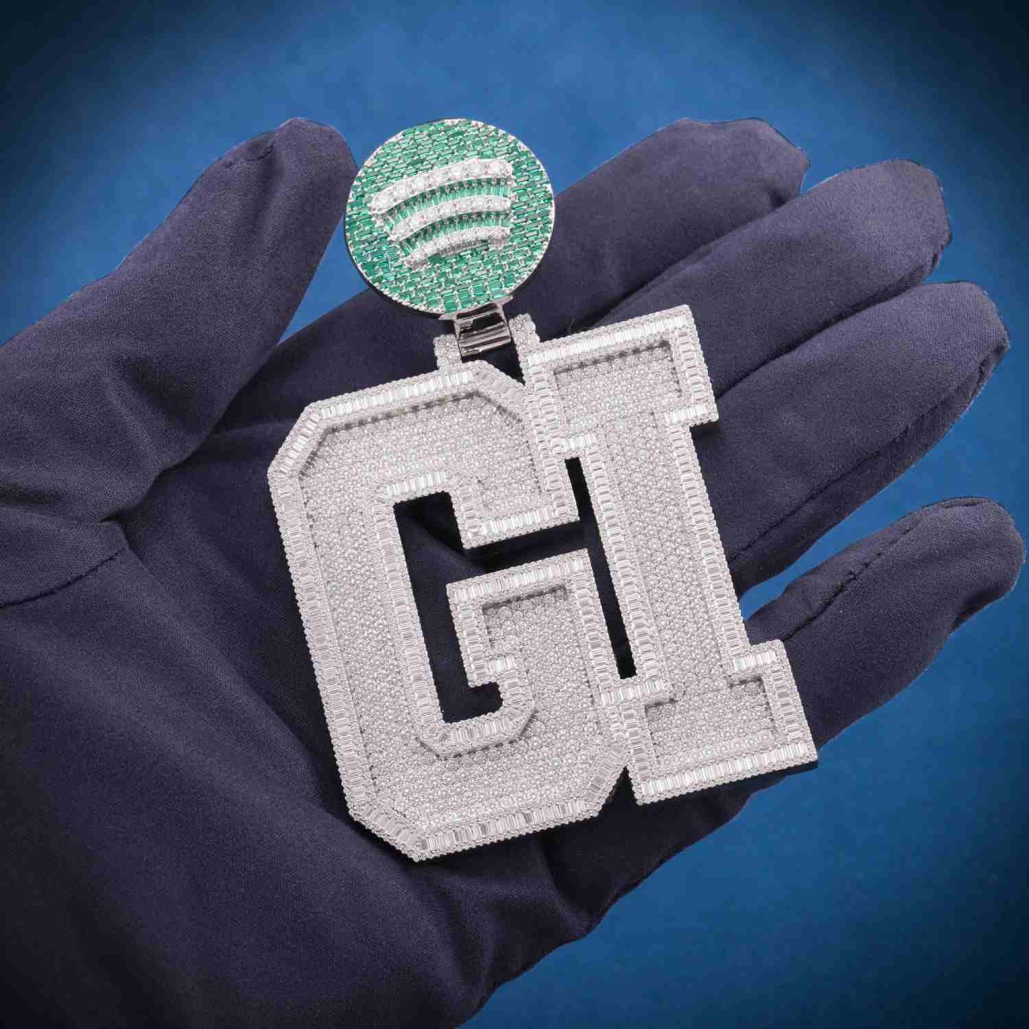 "GI" Custom Moissanite Pendant 14k Gold - Image 4