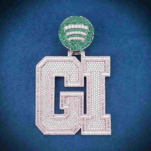 "GI" Custom Moissanite Pendant 14k Gold