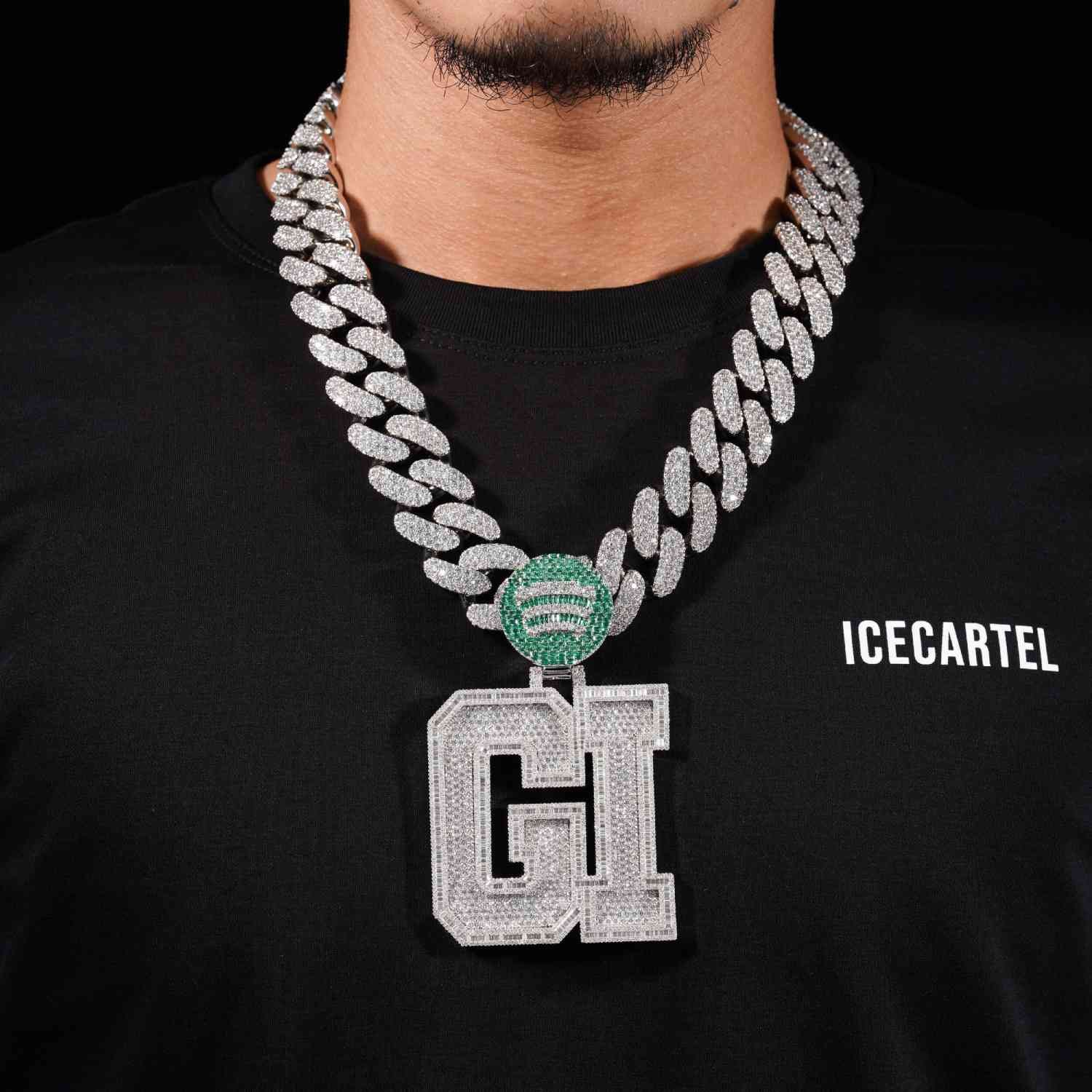 "GI" Custom Moissanite Pendant 14k Gold - Image 3