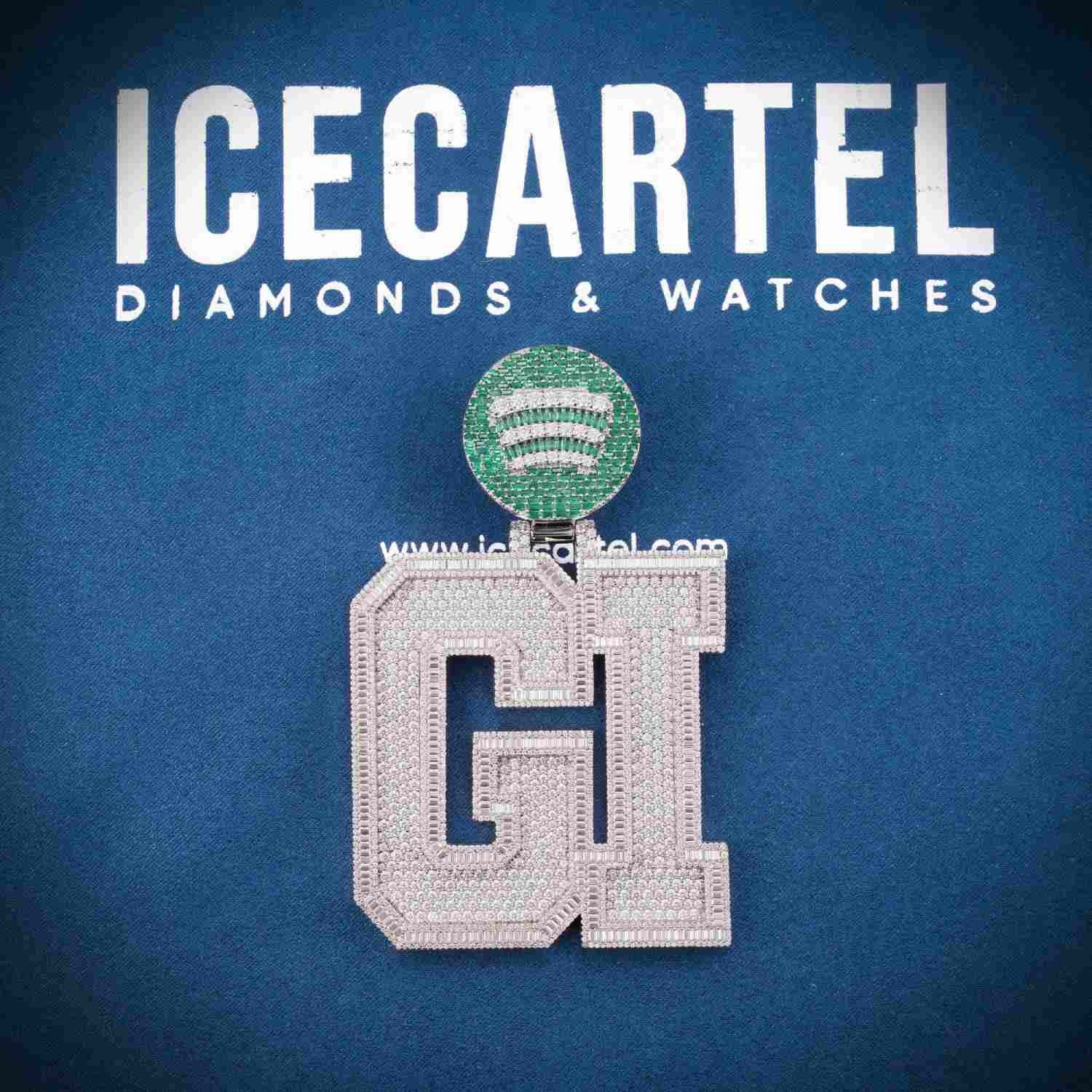 "GI" Custom Moissanite Pendant 14k Gold - Image 6