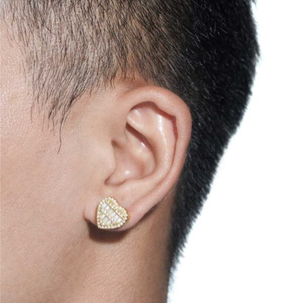 Giant Heart Moissanite Earrings 14K Gold - Image 3