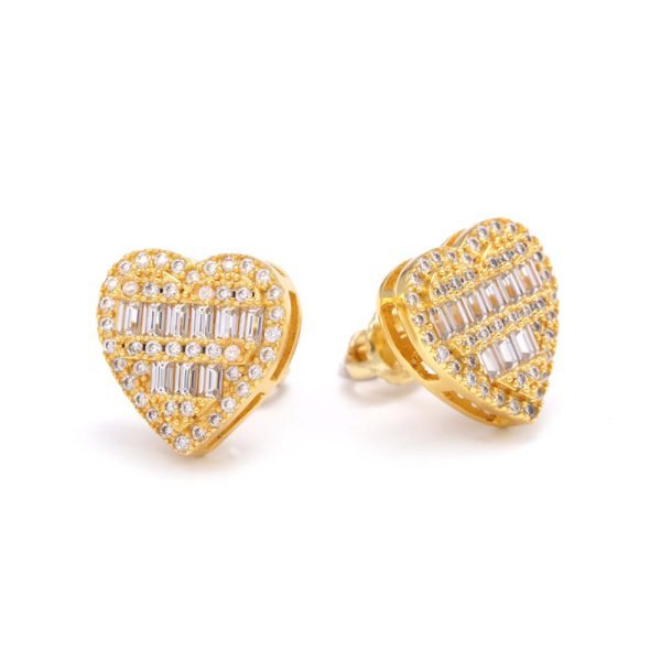 Giant Heart Moissanite Earrings 14K Gold - Image 2