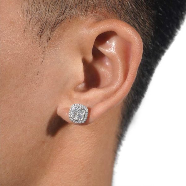Halo Channel Set Moissanite Earrings 14K Gold - Image 3
