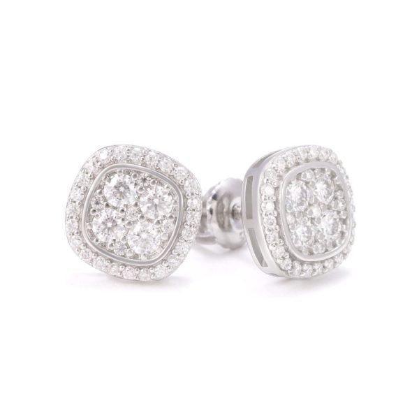 Halo Channel Set Moissanite Earrings 14K Gold - Image 2