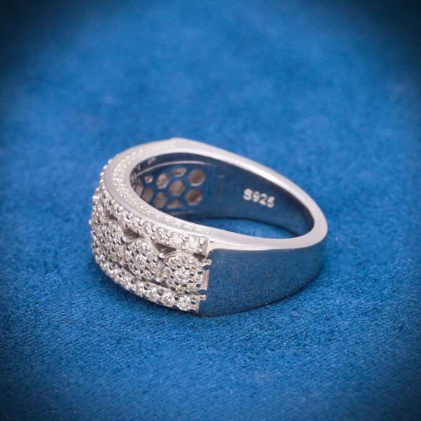 Halo Cluster Channel Set Moissanite Ring 14K Gold - Image 5