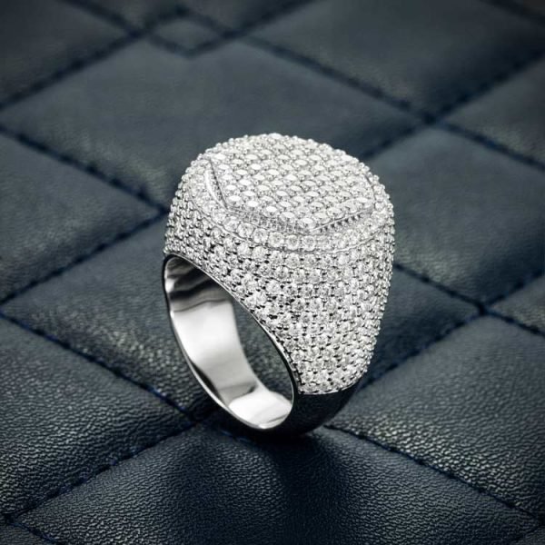 Moissanite Hexagon Signet Ring 14K Gold - Image 5