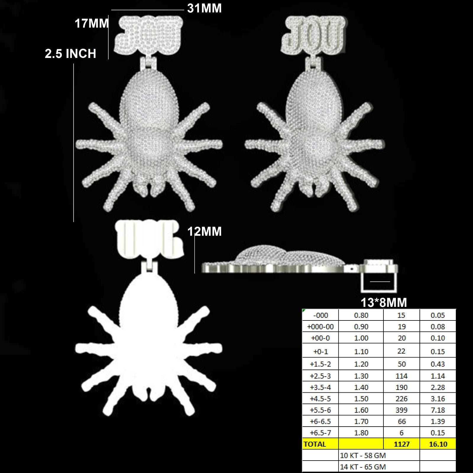 "LOU" Custom Moissanite Pendant 14K Gold - Image 4