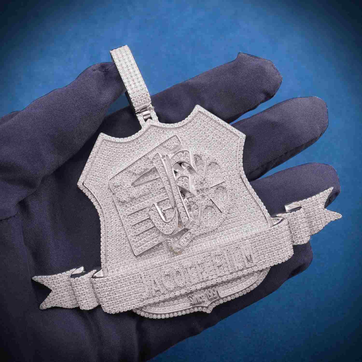 "JF" Custom Logo Moissanite Pendant 14K Gold - Image 5