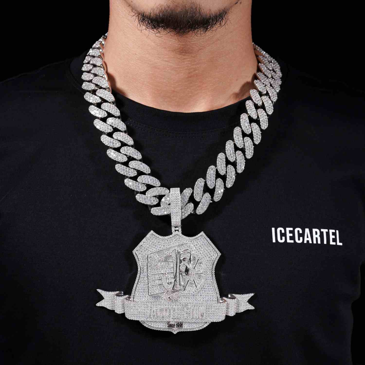 "JF" Custom Logo Moissanite Pendant 14K Gold - Image 3