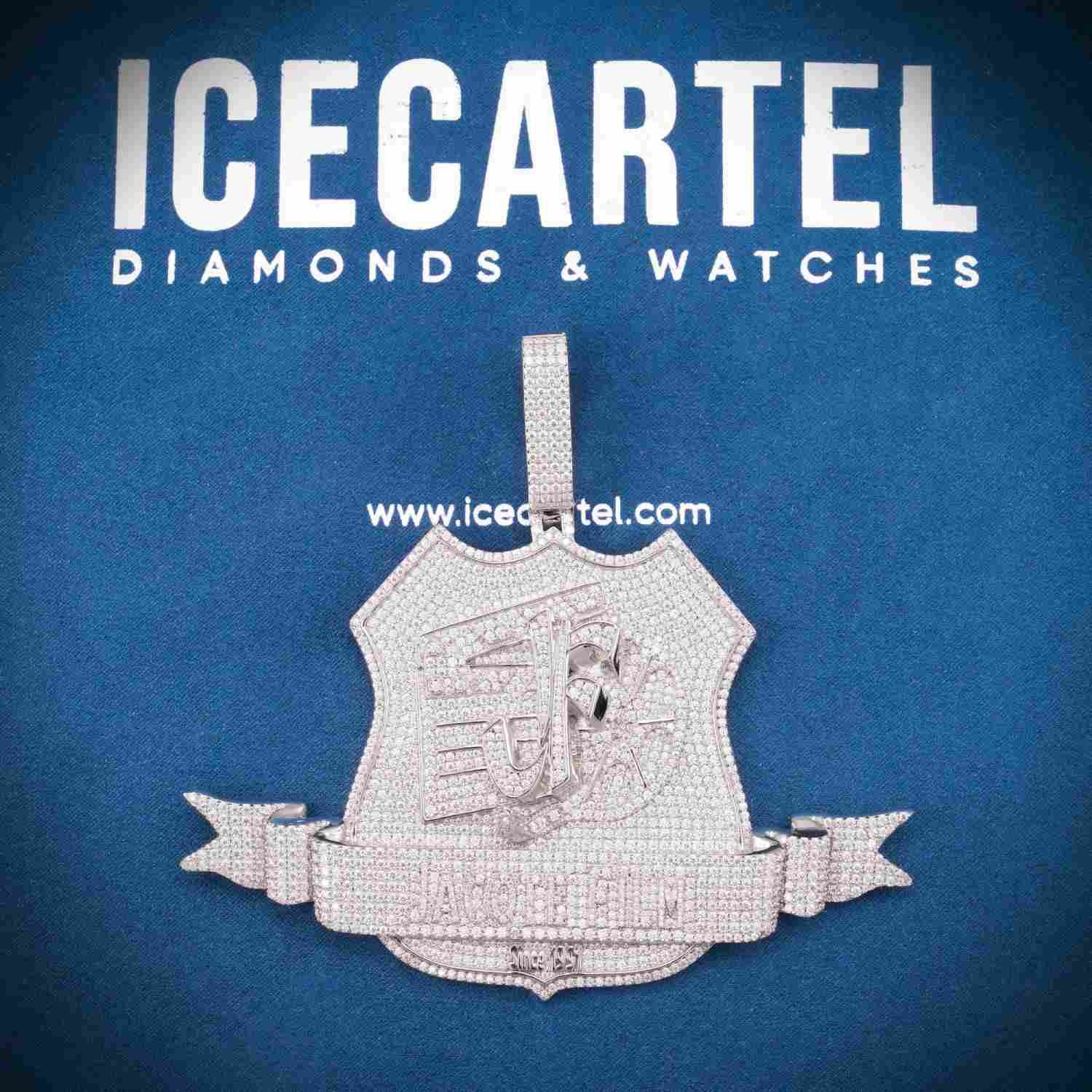 "JF" Custom Logo Moissanite Pendant 14K Gold - Image 6