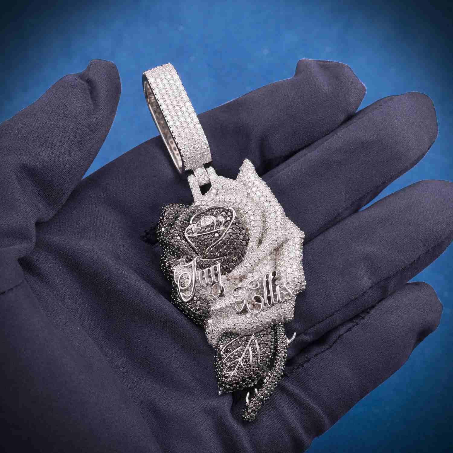 "Jay Ellis" Custom Moissanite Logo Pendant 14k Gold - Image 4