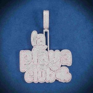 "LA PLAYA CLUB" Custom Moissanite Pendant 14k Gold