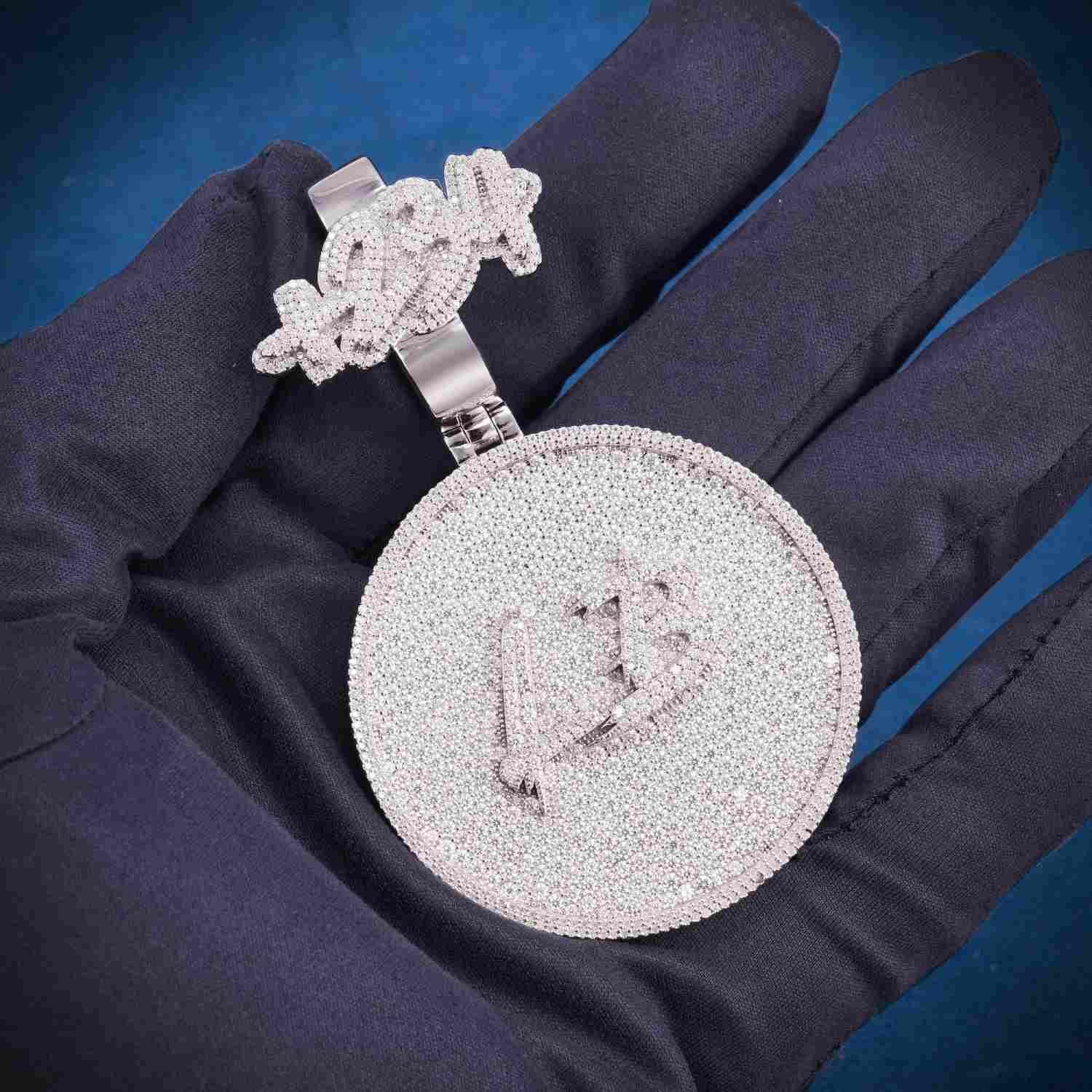 "LB" Custom Moissanite Pendant 14k Gold - Image 4