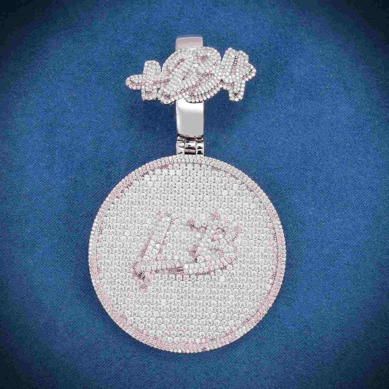 "LB" Custom Moissanite Pendant 14k Gold