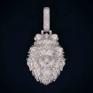 "LION" Custom Moissanite Pendant 14K Gold