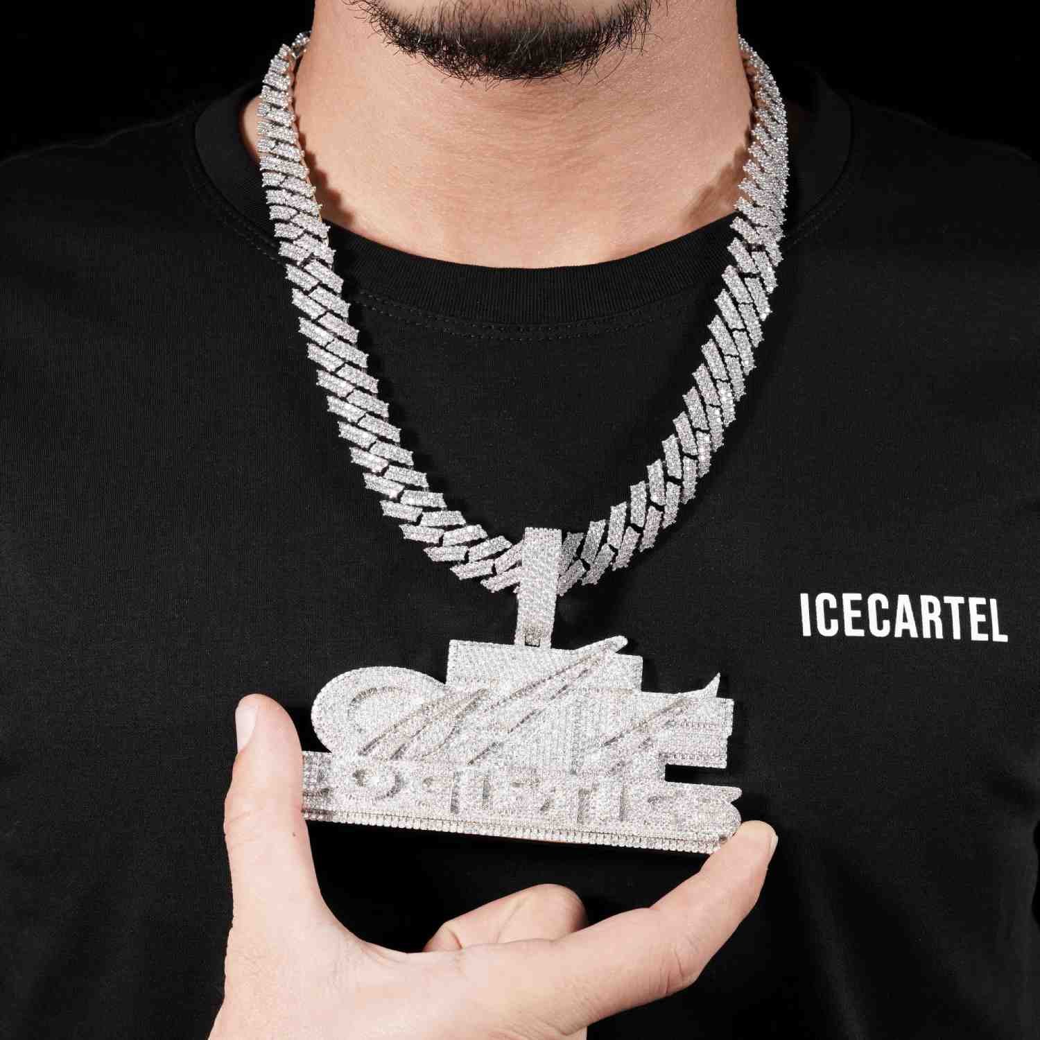 "LOGISTICS" Custom Moissanite Pendant 14K Gold - Image 3