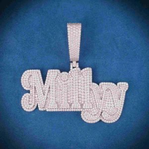 "MILLYY" Custom Moissanite Pendant 14k Gold