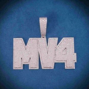 "MV4" Custom Moissanite Pendant 14k Gold