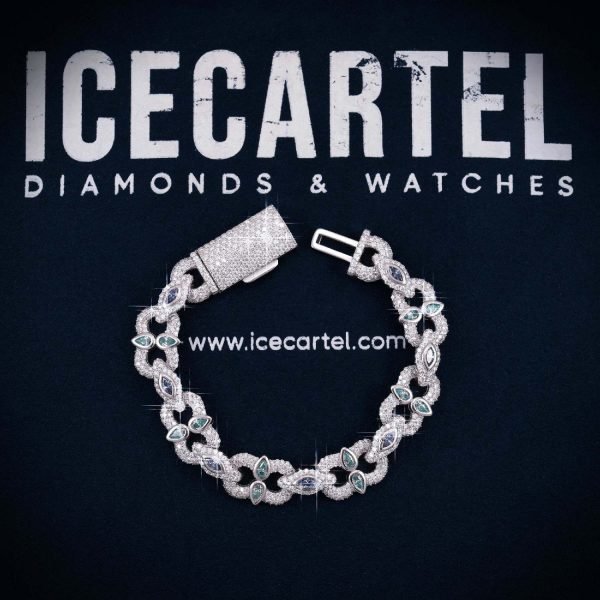 13MM Marquise & Pear Cut Moissanite Cuban Link Bracelet 14K Gold - Image 6