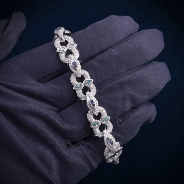 13MM Marquise & Pear Cut Moissanite Cuban Link Bracelet 14K Gold - Image 5