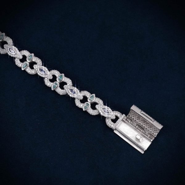 13MM Marquise & Pear Cut Moissanite Cuban Link Bracelet 14K Gold - Image 4