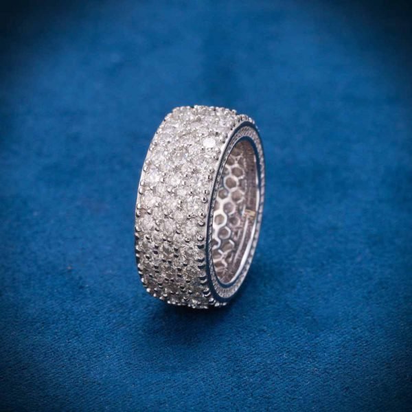 Moissanite 3-Row Cluster Band Ring 14K Gold - Image 2