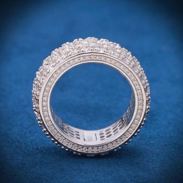 Moissanite 3-Row Cluster Band Ring 14K Gold - Image 6