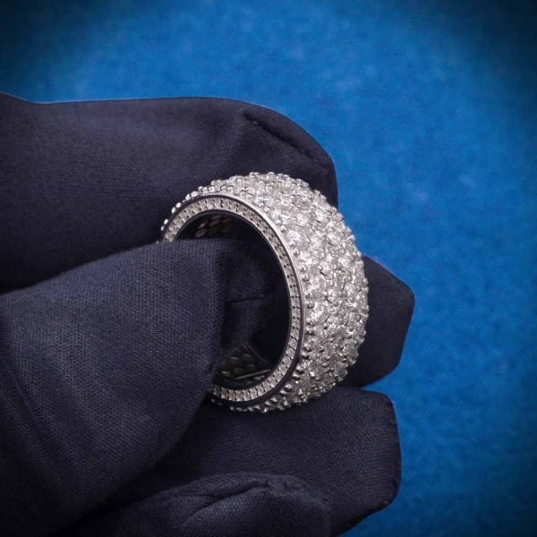 Moissanite 3-Row Cluster Band Ring 14K Gold - Image 5