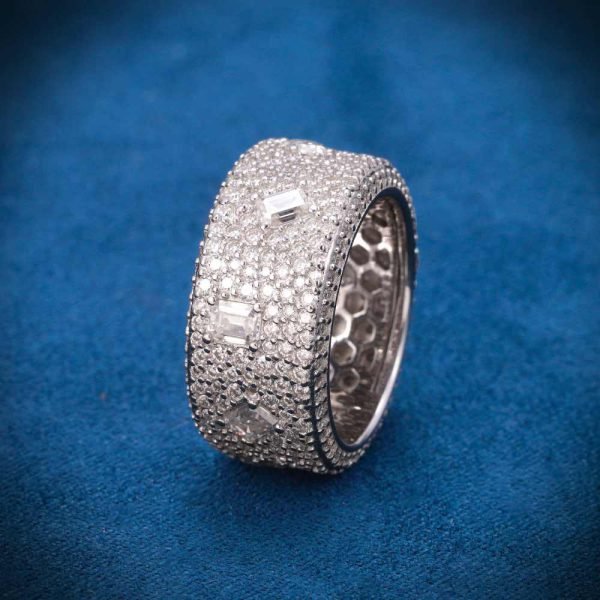 Moissanite 7-Row Emerald Cut Ring 14K Gold - Image 2