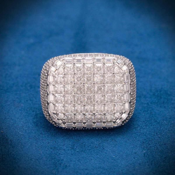Moissanite 8-Row Princess Cut Ring 14K White Gold - Image 5
