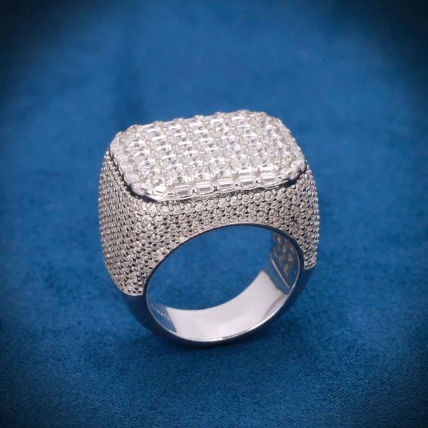 Moissanite 8-Row Princess Cut Ring 14K White Gold - Image 2