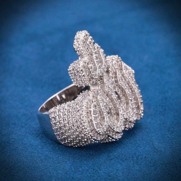 Moissanite Allah Ring 14K White Gold - Image 4