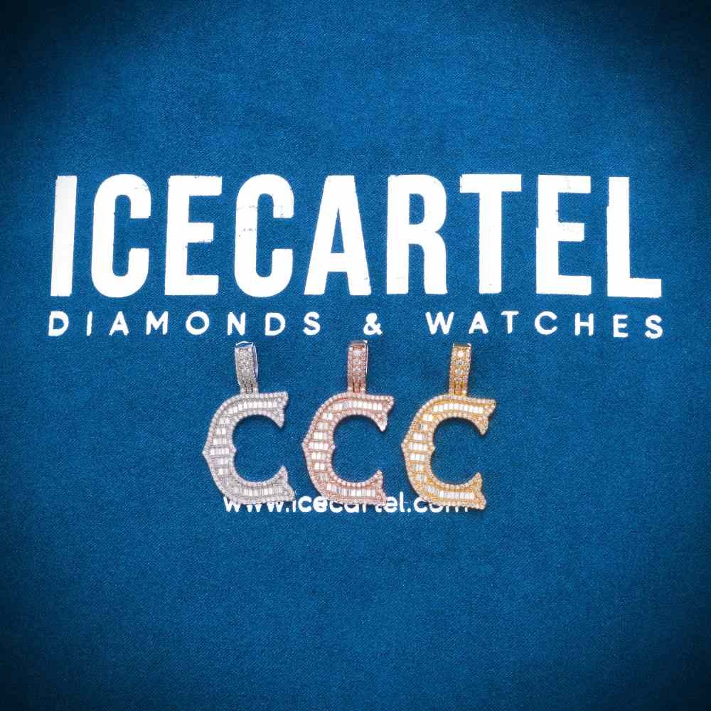 Moissanite Baguette Letter "C" Pendant - Image 5