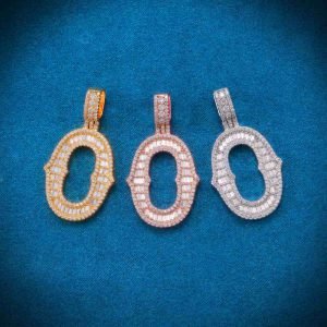 Moissanite Baguette Letter "O" Pendant