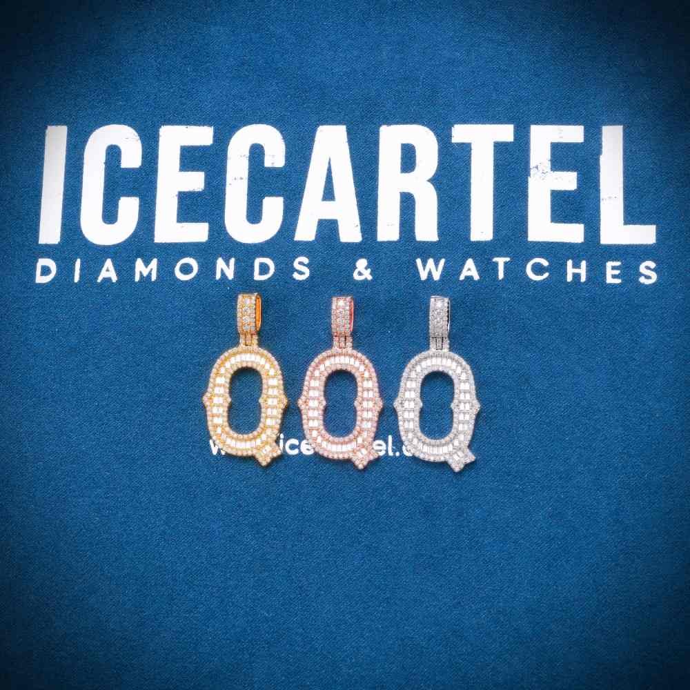 Moissanite Baguette Letter "Q" Pendant - Image 5