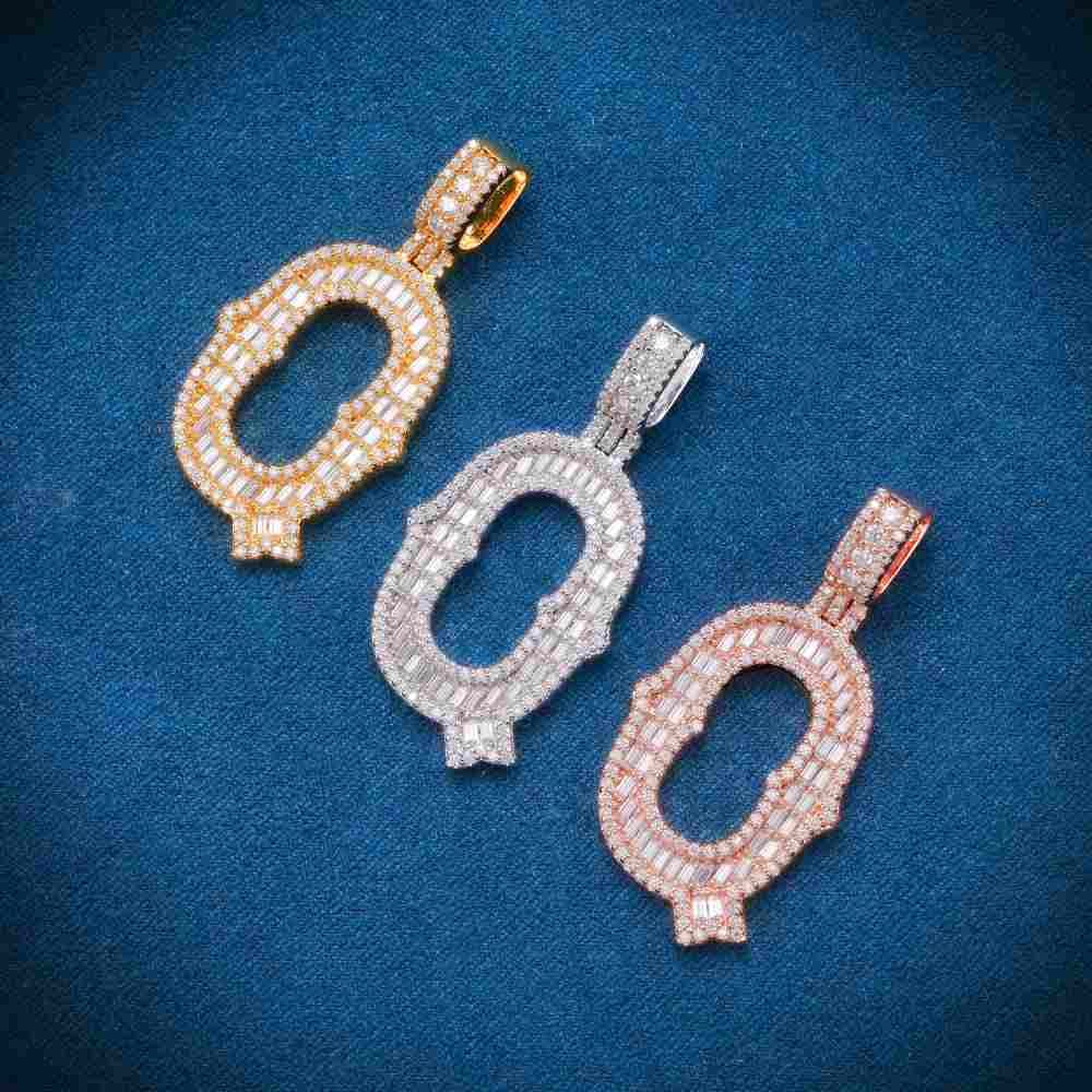 Moissanite Baguette Letter "Q" Pendant - Image 4