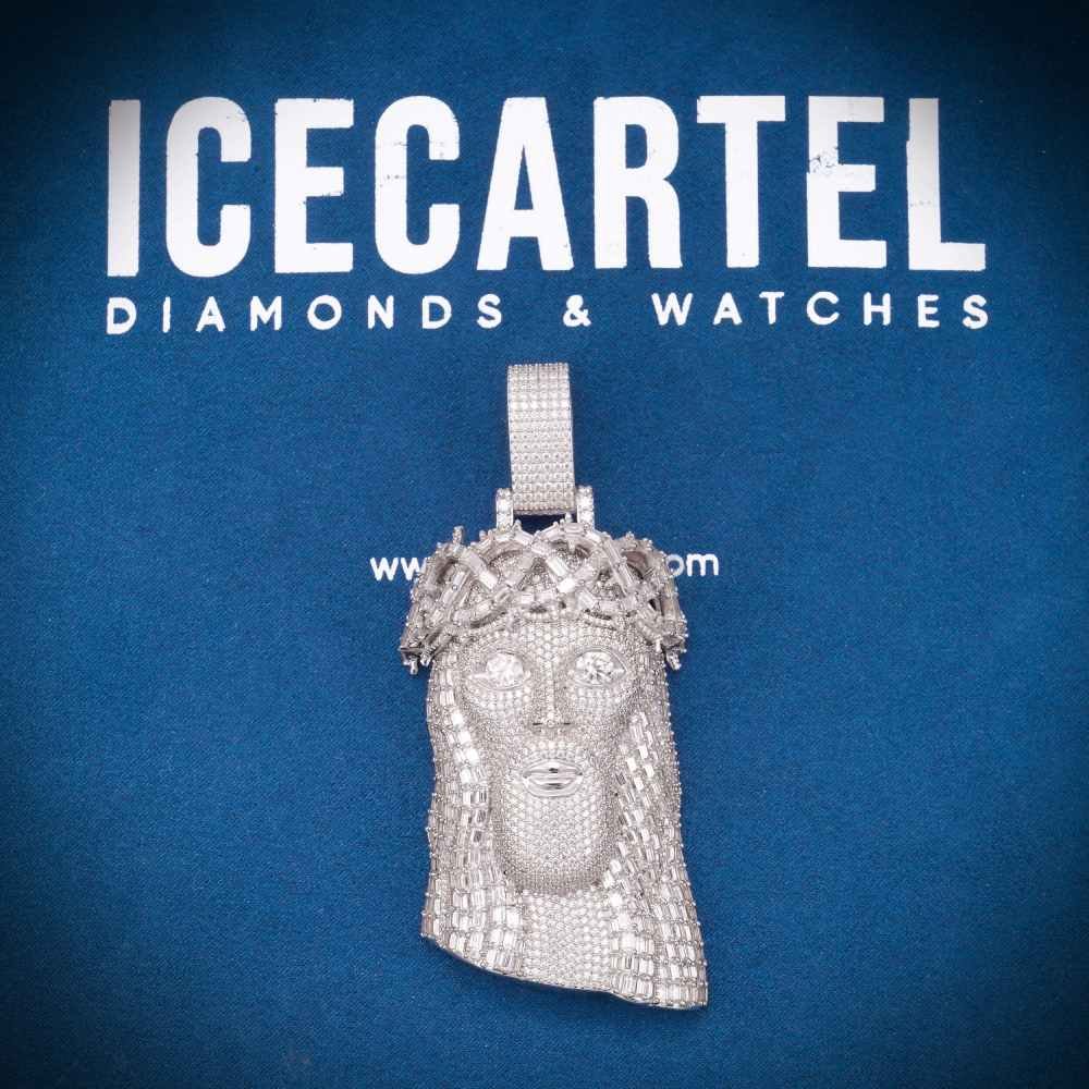 Moissanite Emerald Cut Cluster Jesus Pendant 14K Gold - Image 5