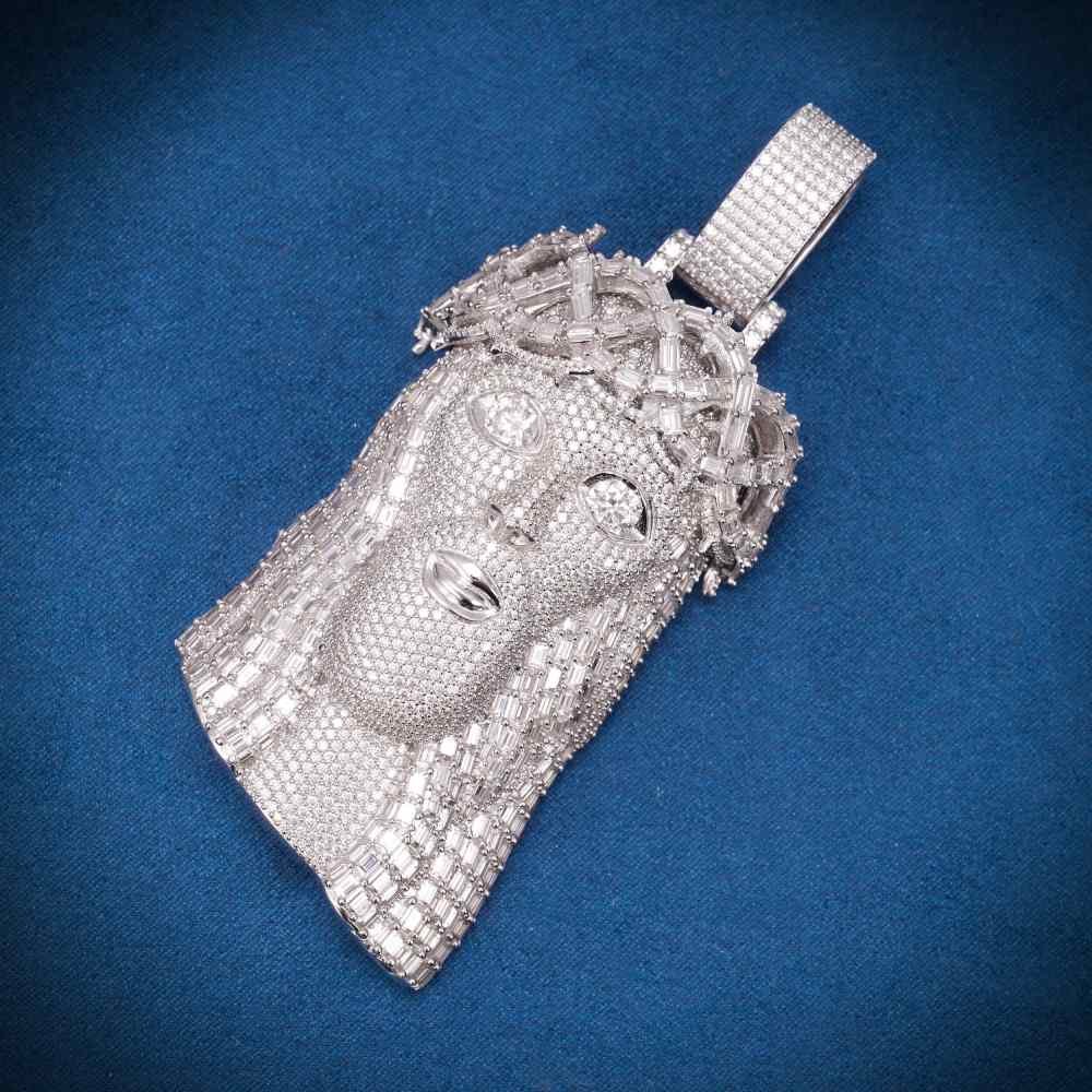 Moissanite Emerald Cut Cluster Jesus Pendant 14K Gold - Image 4