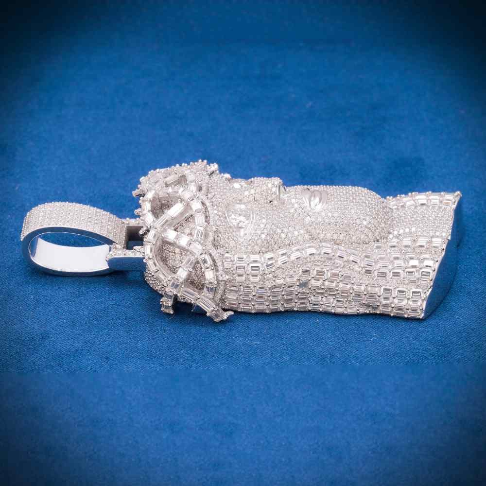 Moissanite Emerald Cut Cluster Jesus Pendant 14K Gold - Image 3