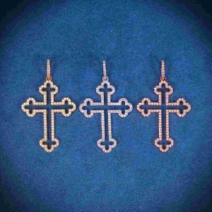 Moissanite Hollow Byzantine Cross 14K Gold