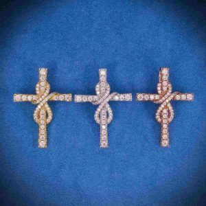 Moissanite Mini Infinity Cross Pendant 14K Gold