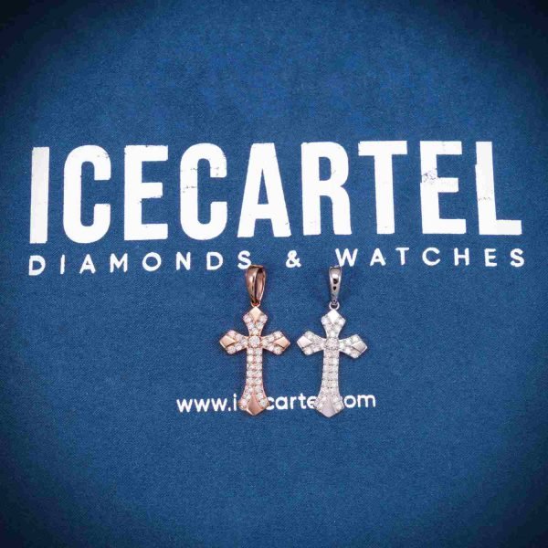 20MM Moissanite Ornamental Cross Pendant 14K Gold - Image 5