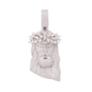 Moissanite Oval Cut Jesus Pendant 14K Gold