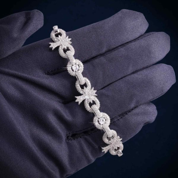 10MM Moissanite Palm Tree Cuban Link Bracelet 14K Gold - Image 5