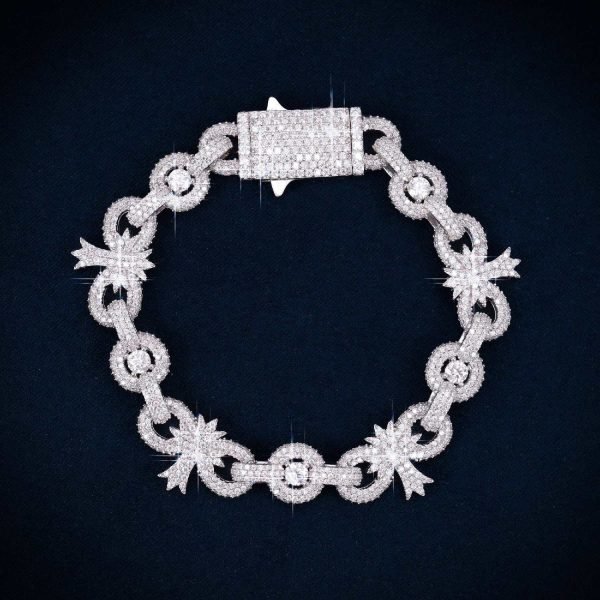 10MM Moissanite Palm Tree Cuban Link Bracelet 14K Gold - Image 2