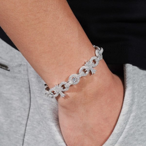 10MM Moissanite Palm Tree Cuban Link Bracelet 14K Gold - Image 3
