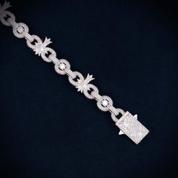 10MM Moissanite Palm Tree Cuban Link Bracelet 14K Gold - Image 4